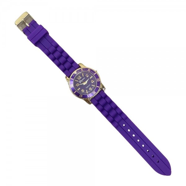 Purple WATCH Featuring Silicone Band and Geneva Platinum Stainless Steel WATCH Face. - Band Approxim